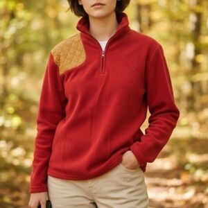 BROWNING | FOR HER FLEECE QUARTER ZIP PULLOVER W\ MICRO SUEDE SHOTGUN PA…